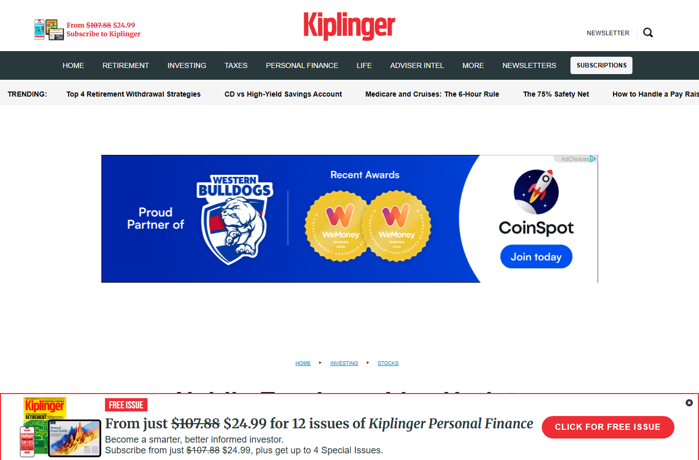 Screenshot of Kiplinger Nvidia earnings live coverage